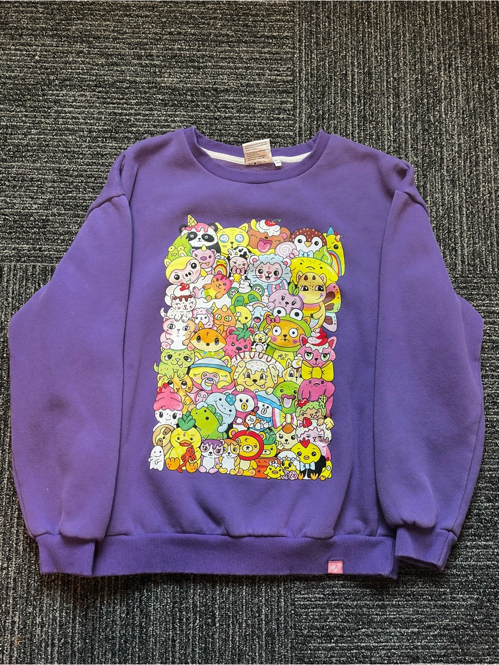 ME Makeover Essentials Purple Sweatshirt with Colorful Cartoon Panel